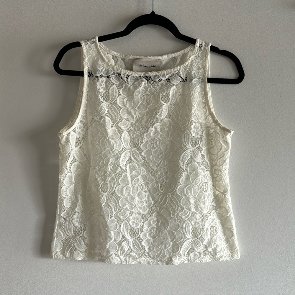 BHLDN Ivory Floral Lace Tank Top